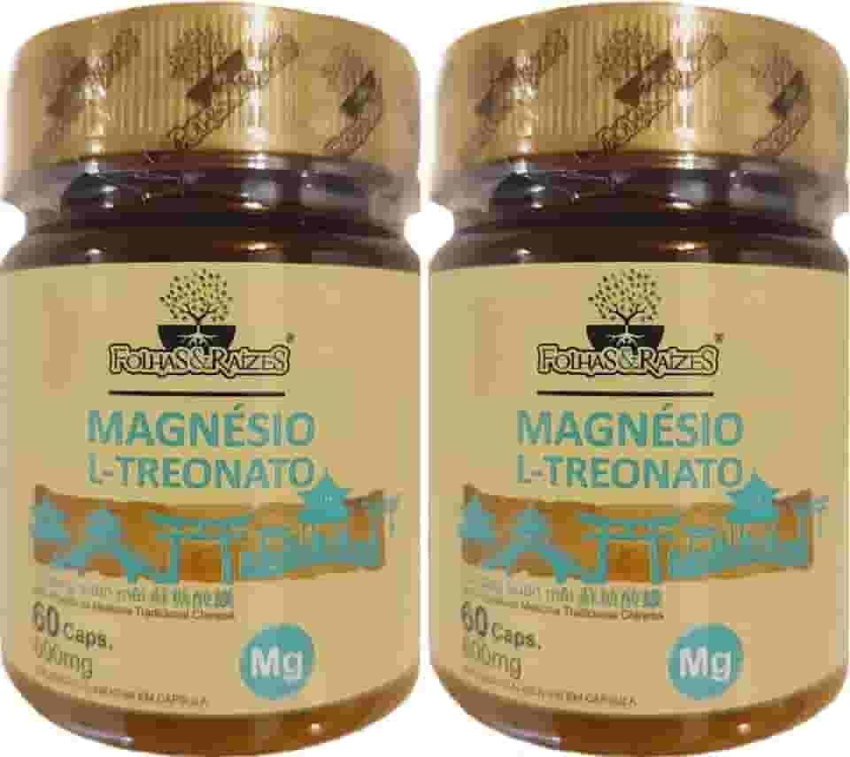 Magnésio L-Treonato Folhas & Raízes 60 Cápsulas Kit 2 Unidades
