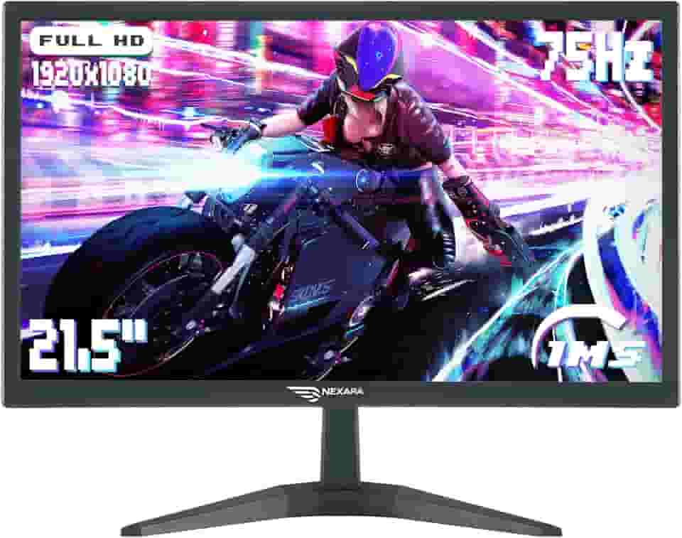Monitor LED de 21.5 Polegadas Full HD para PC com 75Hz, Proteção para os Olhos, Autoajuste Automático e Design Compacto - Resolução 1920x1080 Ideal para Trabalho,Estudo e Entretenimento Doméstico