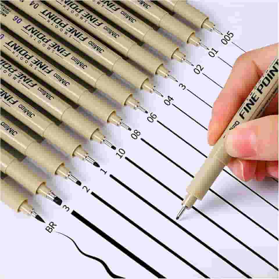 Kit 12 Canetas Nanquim Profissional para Mangá Desenho Técnico Artístico Lettering Brush Sakura Caligrafia