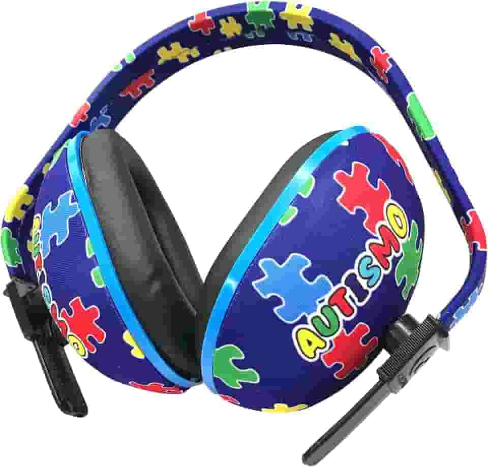 Protetor Auditivo Infantil, Abafador, Estampa Quebra-Cabeça, Azul Marinho Multicolorido, Ajustável