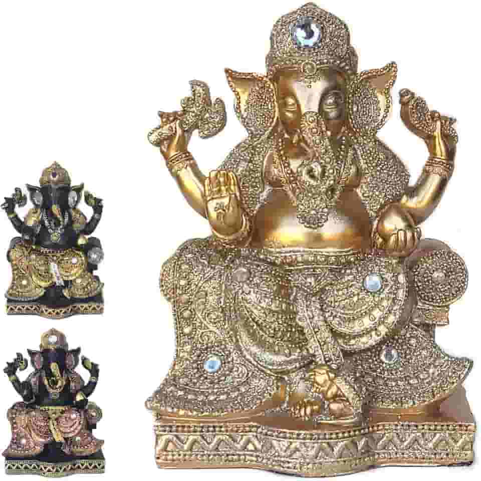 King Ganesha Hindu Deus Sorte Prosperidade Sabedoria Resina Estatua Decorativa Rei (gaB163C)