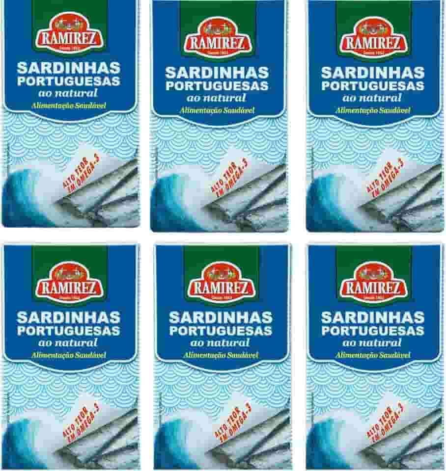 Sardinha Portuguesa em Água ao Natural RAMIREZ - 125g - Tampa Abre Fácil - 6 Unidades