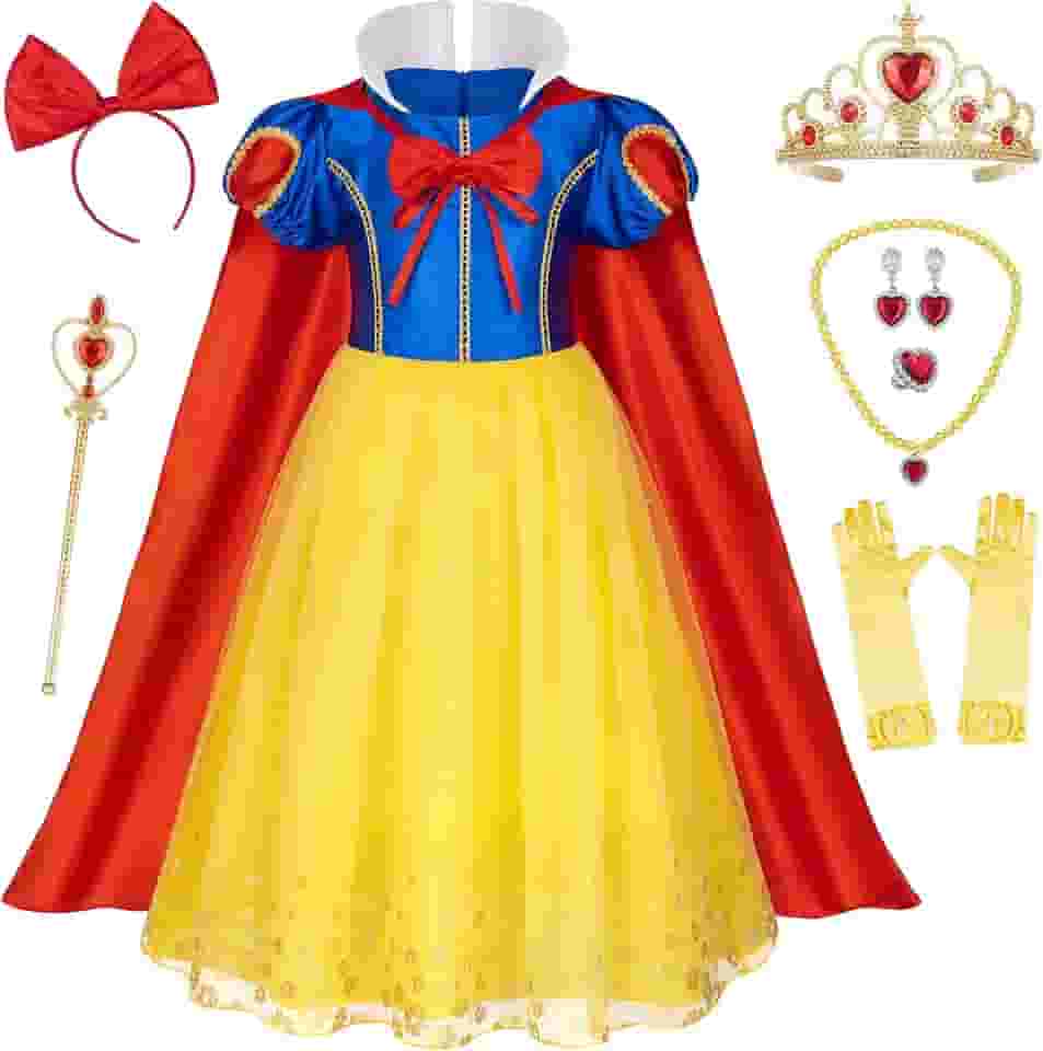 Princess Snow White Dress Costume for Toddler Girls Girls Birthday Halloween Cosplay Party with Accessories 2-11 Years