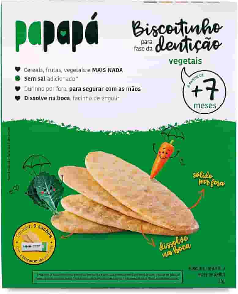 Papapá, Biscoitinho para Fase de Dentição, Sabor Vegetais, 36g, Sem Corantes, Sem Conservantes Artificiais