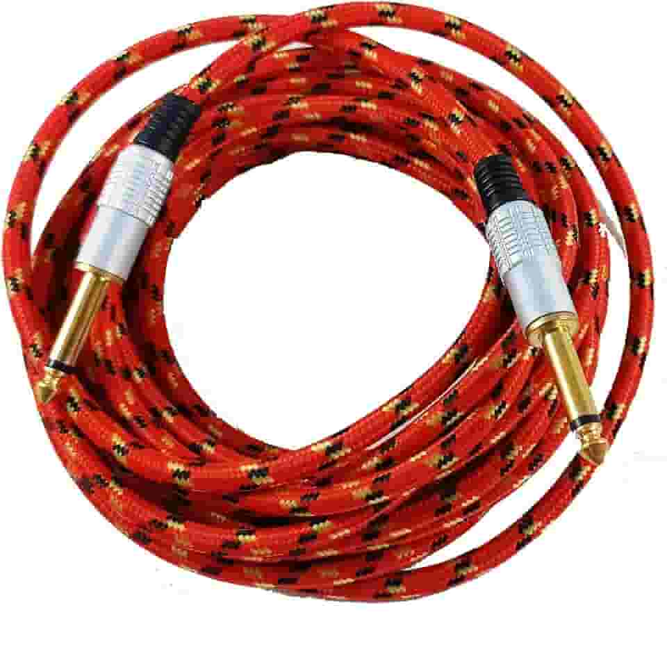 Cabo De Guitarra Mono Nylon P10 Para P10 Dourado 6.5mm 5 Metros Vermelho 8 1 067