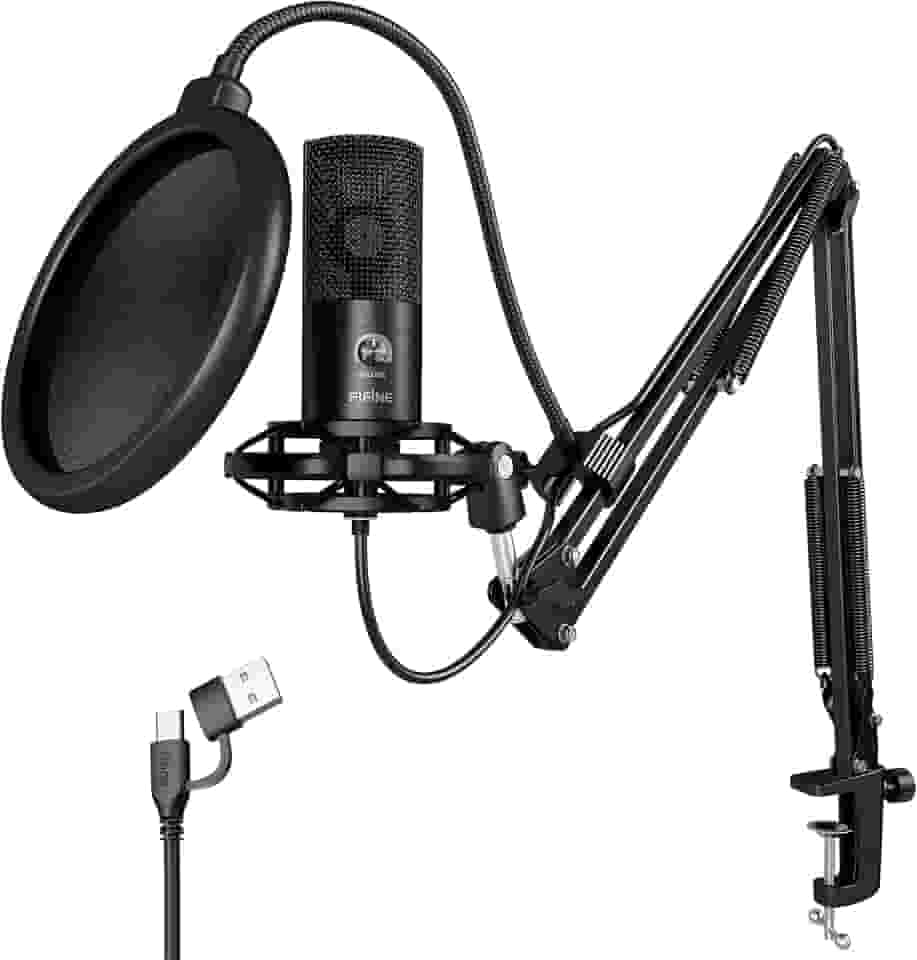 FIFINE Studio Condensador USB Microfone Computador PC Kit de microfone com suporte de choque ajustável do braço do boom para instrumentos Voice Overs Gravação Podcasting YouTube Vocal Streaming-T669