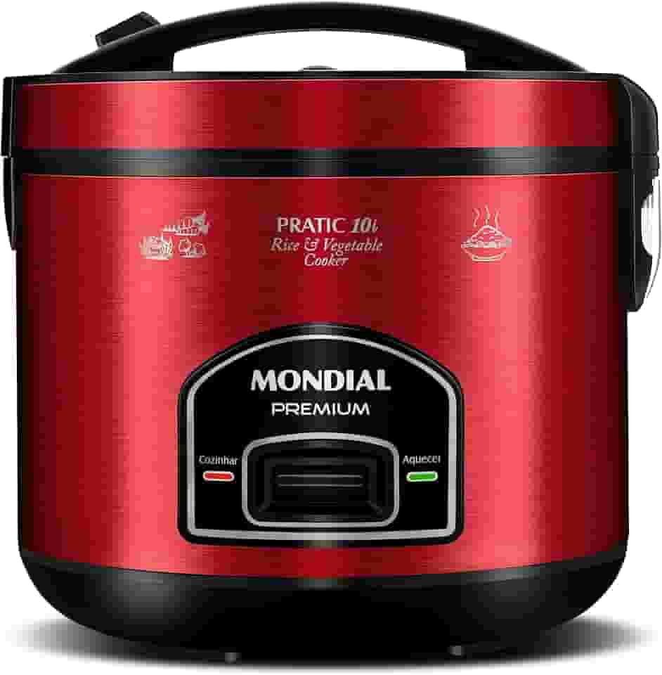 MONDIAL Panela Elétrica de Arroz, Vermelho/Inox, 700W, 220V - PE-46-10X