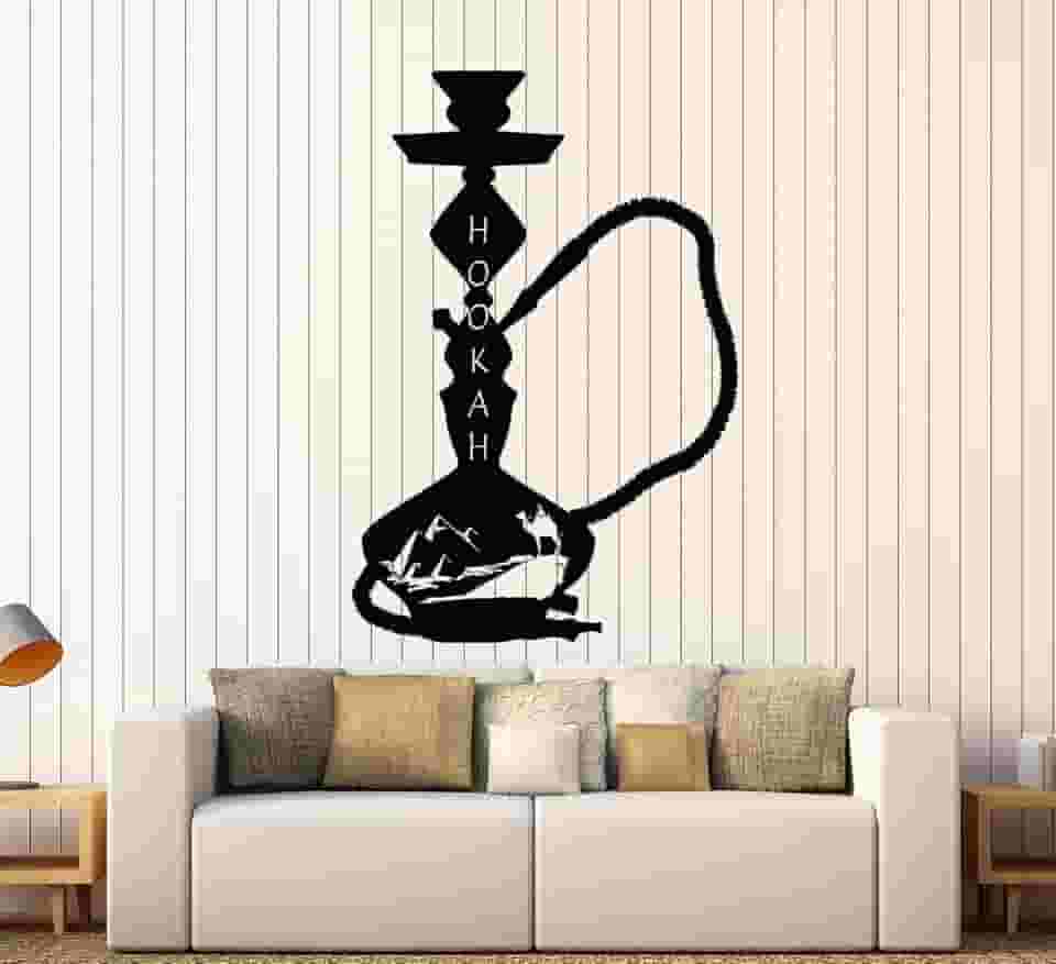 Decalque de parede de vinil narguilé fumaça egípcio shisha adesivos grande decoração (836ig) verde escuro