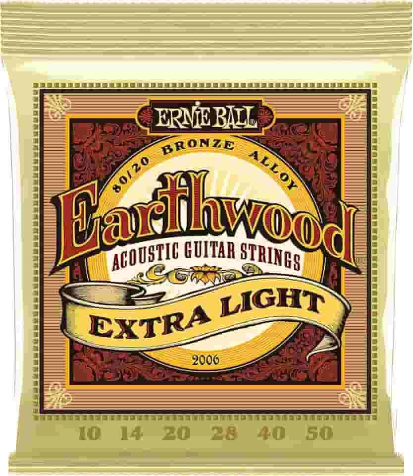 Cordas para guitarra acústica Ernie Ball Earthwood P02006, Extra Light, bronze 80/20, calibre 10-50