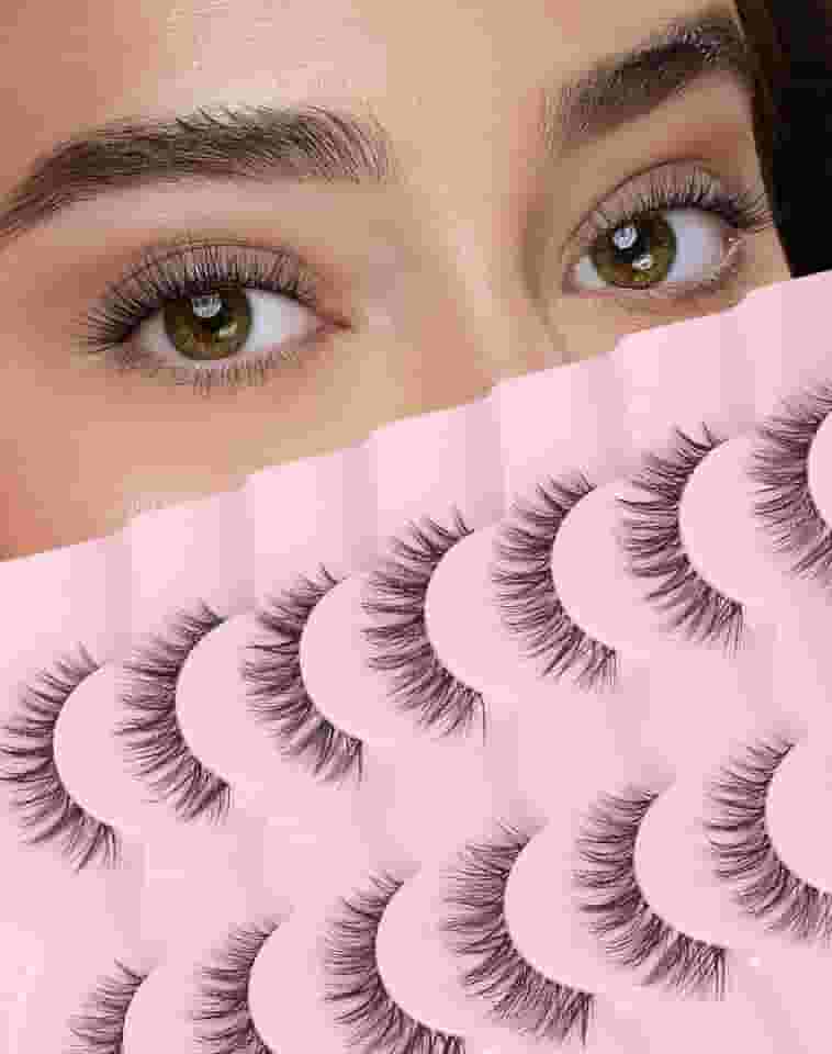 Cílios postiços Wispy cílios postiços naturais cílios de vison tiras pequenas cílios Wispies cílios curtos aparência natural cílios olhos pacote 7 pares