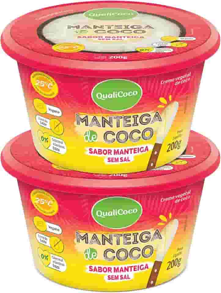 Kit Com 2 Manteigas de Coco Sabor Manteiga Sem Sal 200g Qualicoco