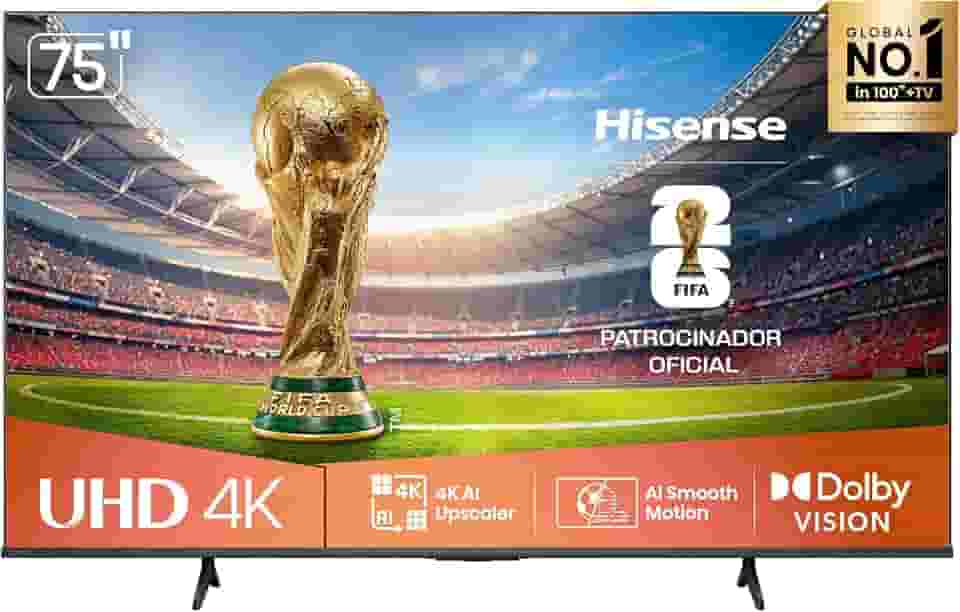 Hisense Smart TV 4K 75" Polegadas 75A6NV com Dolby Vision, HDR10, HLG, DTS Virtual X, Compatibilidade Alexa e Google Home