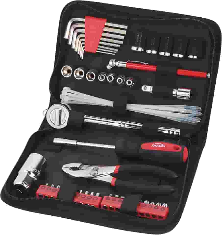 Apollo Tools DT9774 SAE Kit de ferramentas automotivo com capa com zíper, 56 peças