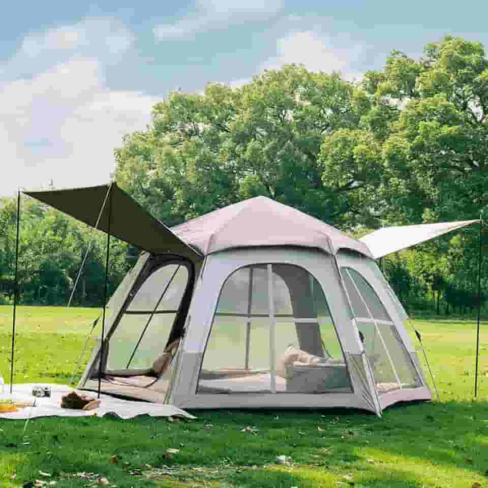 Barraca instantânea de acampamento, barraca pop-up para 3 a 6 pessoas, barraca de cúpula resistente à água, camada dupla, barraca de acampamento profissional para caminhadas ao ar livre