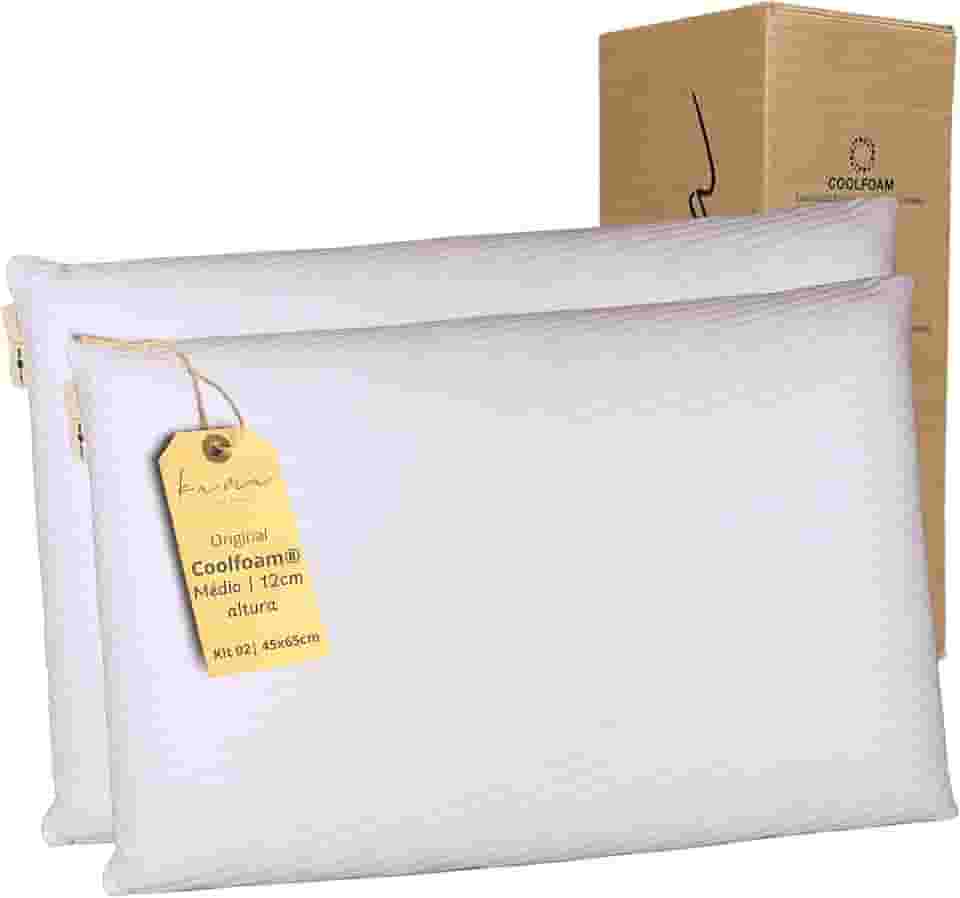Kama Travesseiro Viscoelástico Premium Original Coolfoam® Classic, Hipoalergênico, Capa Removível (02, Médio 12cm)