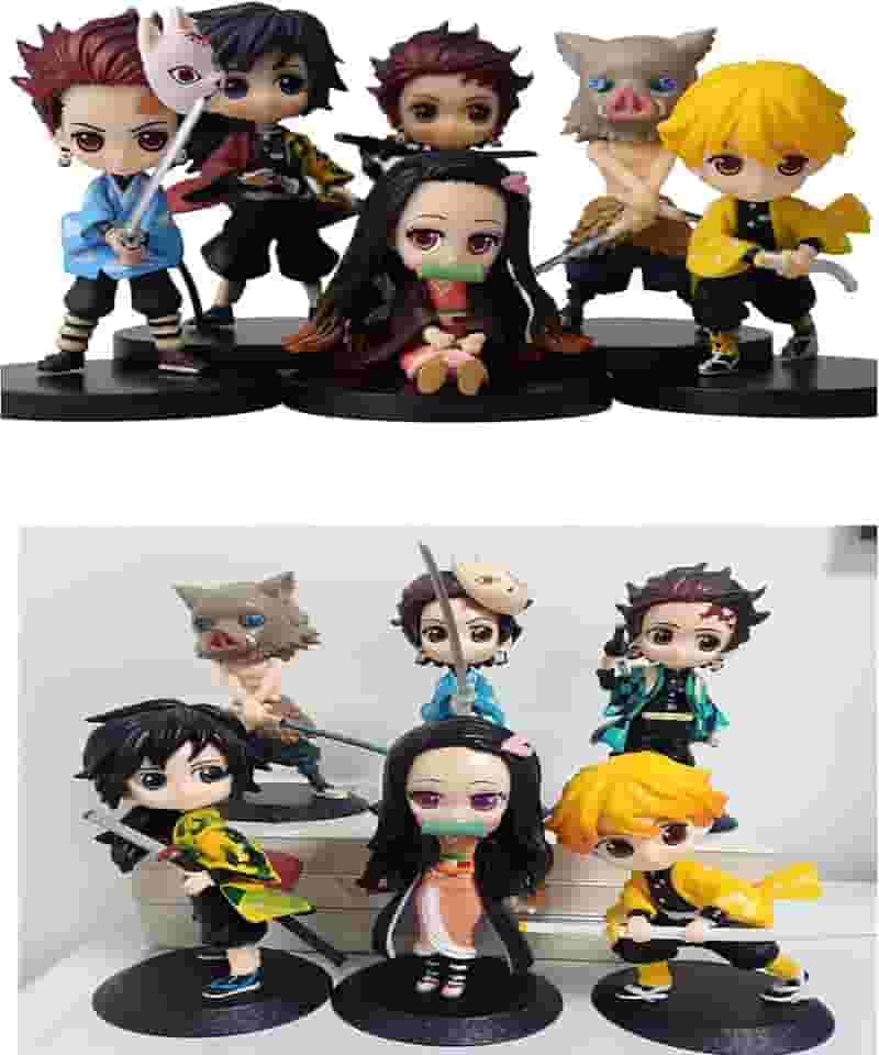Action Figure Kit 6 Peças Kimetsu No Yaiba Qposkets Lindos