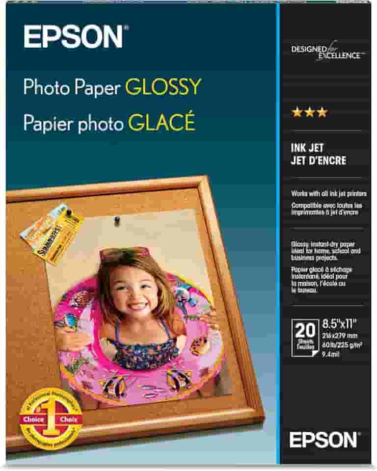 Epson Papel fotográfico brilhante, 21 x 28 cm, 20 folhas por pacote (S041141)