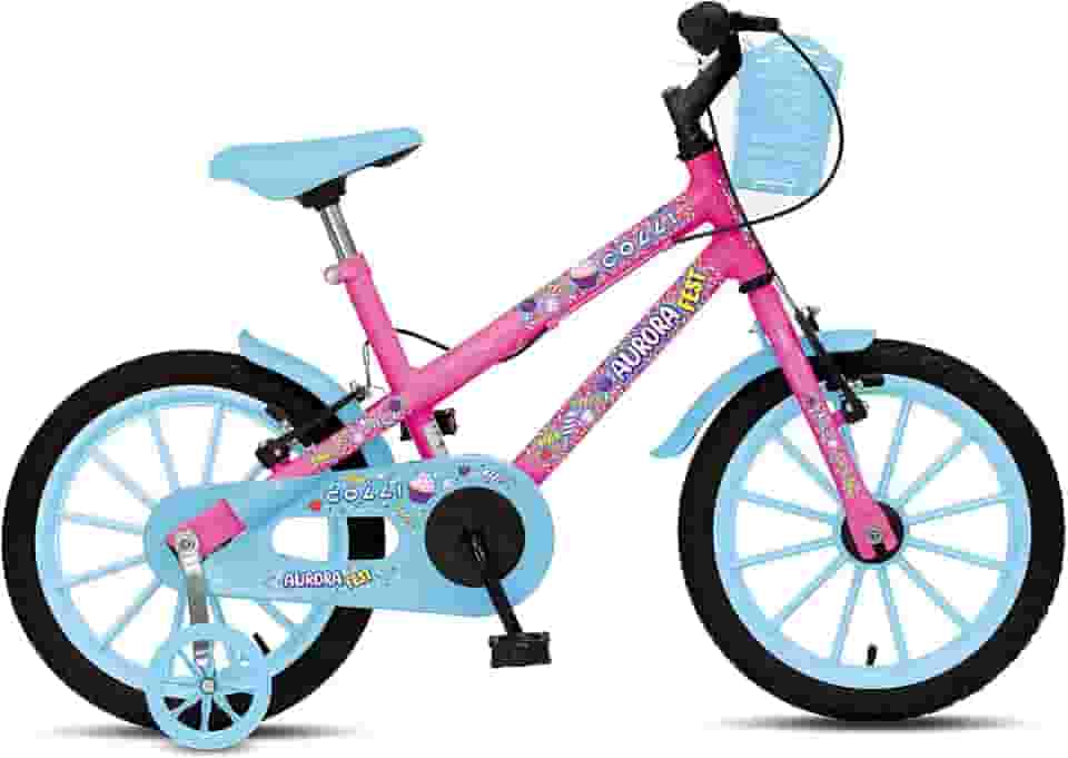 Colli Bike, Bicicleta Aurora Fest, Aro 16, Com Freios V-Brake, Com Rodas de Apoio, Capa Corrente e Cestinha