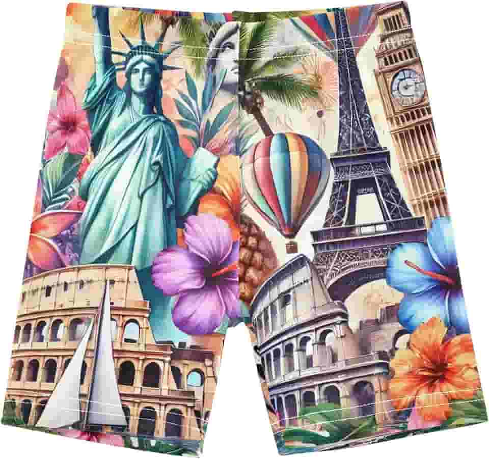 Short infantil feminino de algodão sob a saia floral colorido viagem marco arte dança roupas 4t