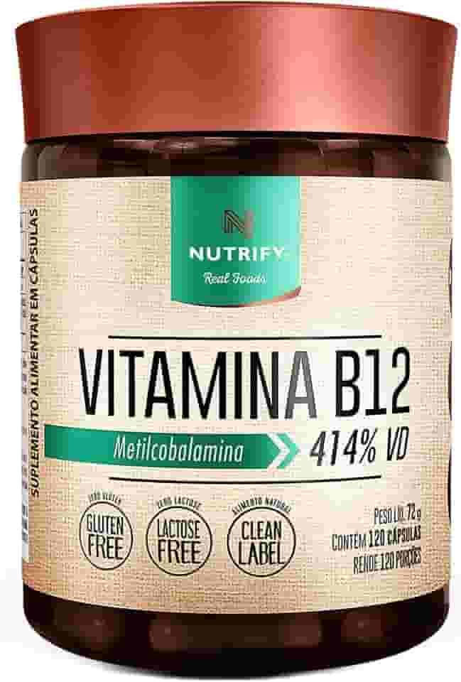 Nutrify Vitamina B12 - Metilcobalamina 414% VD - Multivitamínico - Suplemento Alimentar para Melhorar o Metabolismo Energético - Vegano e Livre de Aditivos Artificiais - 120 Cápsulas