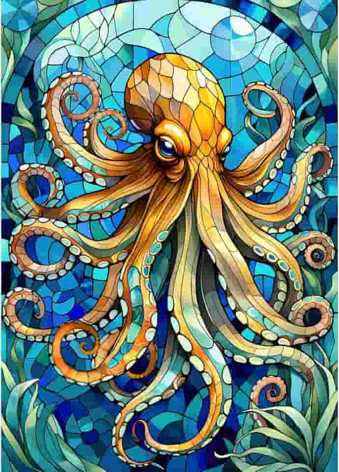 sutinban Quebra-Cabeça De Polvo Com Vitral, 1000 Peças, Quebra-Cabeça De 1000 Peças Para Adultos, O Quebra-Cabeça Mais Legal Para Amantes De Criaturas Marinhas, Ótimo Presente Para A Família, 27,5'