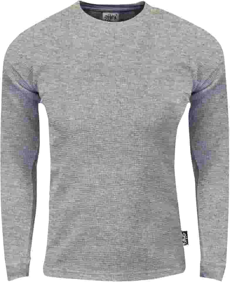 Camisa térmica masculina manga longa gola redonda waffle PP-5GG, H. cinza, XXG