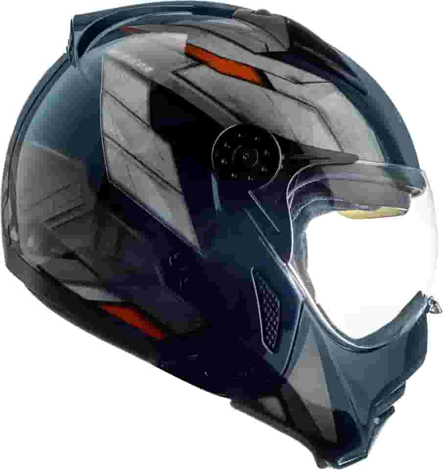 Peels Capacete Aberto Moto com Queixeira Removível e Óculos Solar Interno Mirage Steel Azul/Laranja 56