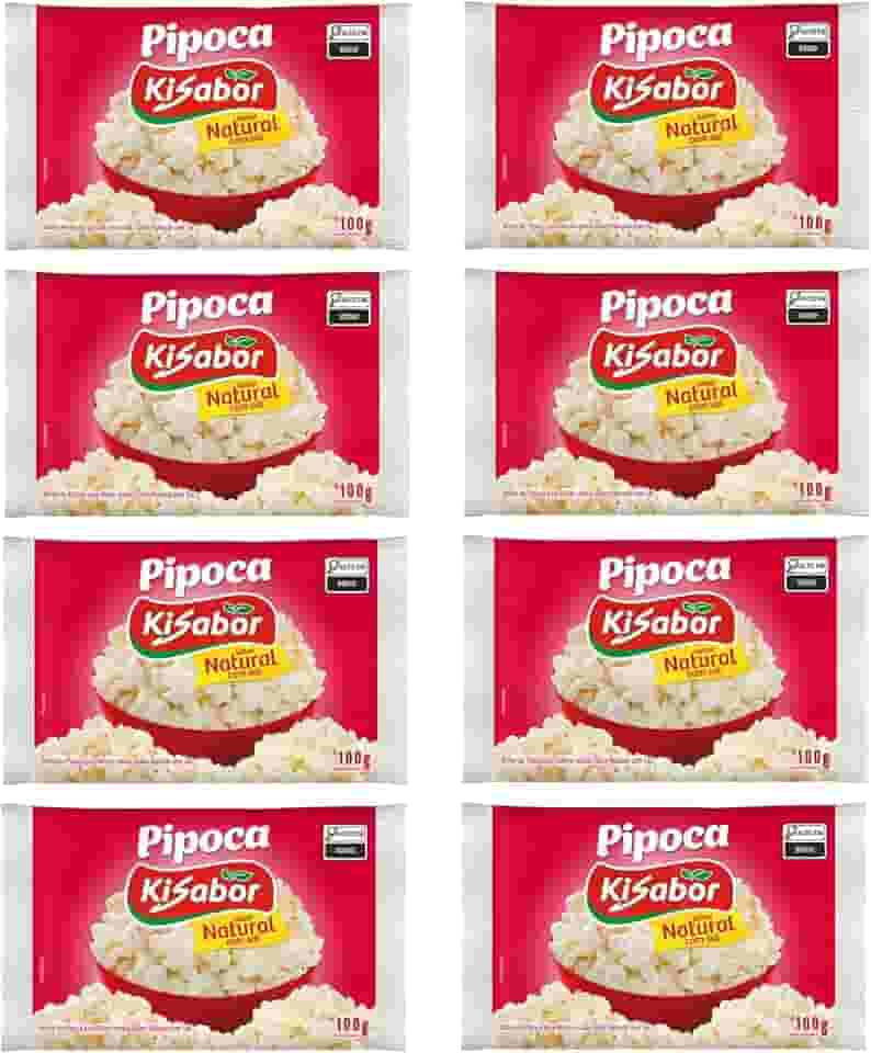 KiSabor Pipoca Microondas Natural c/ Sal 100g - kit c/ 8 unds
