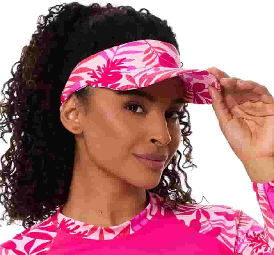 Kit Viseira De Praia + Scrunchie Estampadas para Caminhada Beach Tênis Uv50+