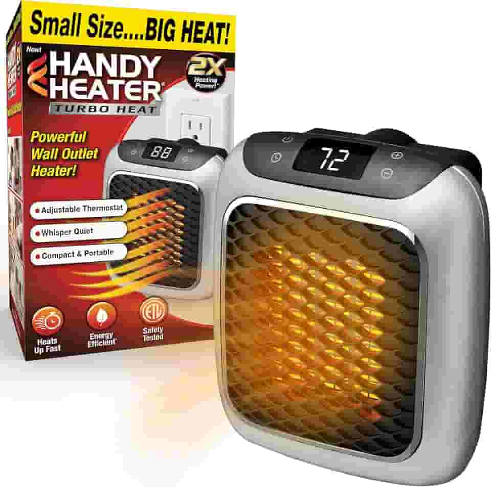 Ontel Aquecedor prático Turbo 800 para tomada de parede com termostato ajustável, temporizador programável de 12 horas, desligamento automático – mini aquecedor de cerâmica silencioso e economiza espaço
