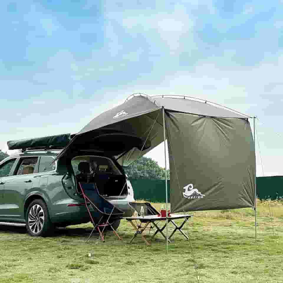 Tenda De Porta Traseira Para Suv Com Toldo, À Prova D'Água 3000 Mm Upf 50+, Tenda De Toldo De Sombra Para Suv/Van/Mpv/Cuvcamping De Tamanho Normal (Tamanho Grande)