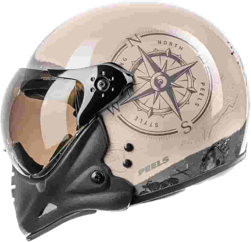 Peels Capacete Moto Aberto com Queixeira Removível F-21 North Off White/Preto 58
