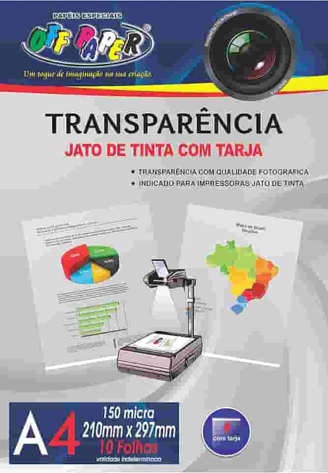 Transparencia Inkjet Inkjet A-4 C/Tarja 150g. - Pacote com 10 Unidade(s) Off Paper, Multicor