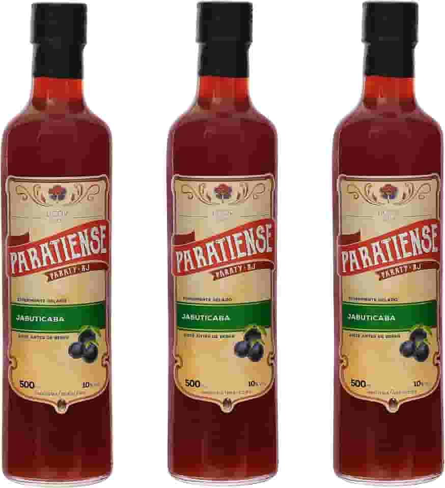 Kit 3 Licores de Jabuticaba Paratiense 500 ml Creme Fino Nacional Tradicional Coquetéis Exóticos Sobremesas Lembrancinha Presente Natal