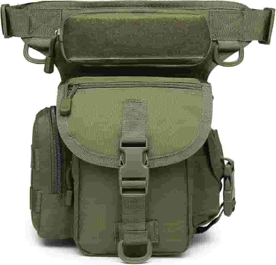 Bolsa tática para perna de gota bolsa de coxa pacote de bolsa de cintura militar para motocicleta corrida de bicicleta ciclismo trilha passeio a cavalo, Verde militar, Bolsa para Perna