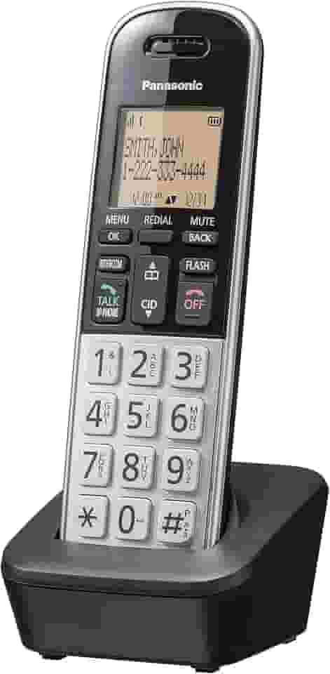 Panasonic Telefone sem fio compacto com DECT 6.0, LCD âmbar de 4.1 cm e teclado HS iluminado, bloco de chamadas, identificador de chamadas, vários idiomas de exibição - 1 aparelho - KX-TGB810S