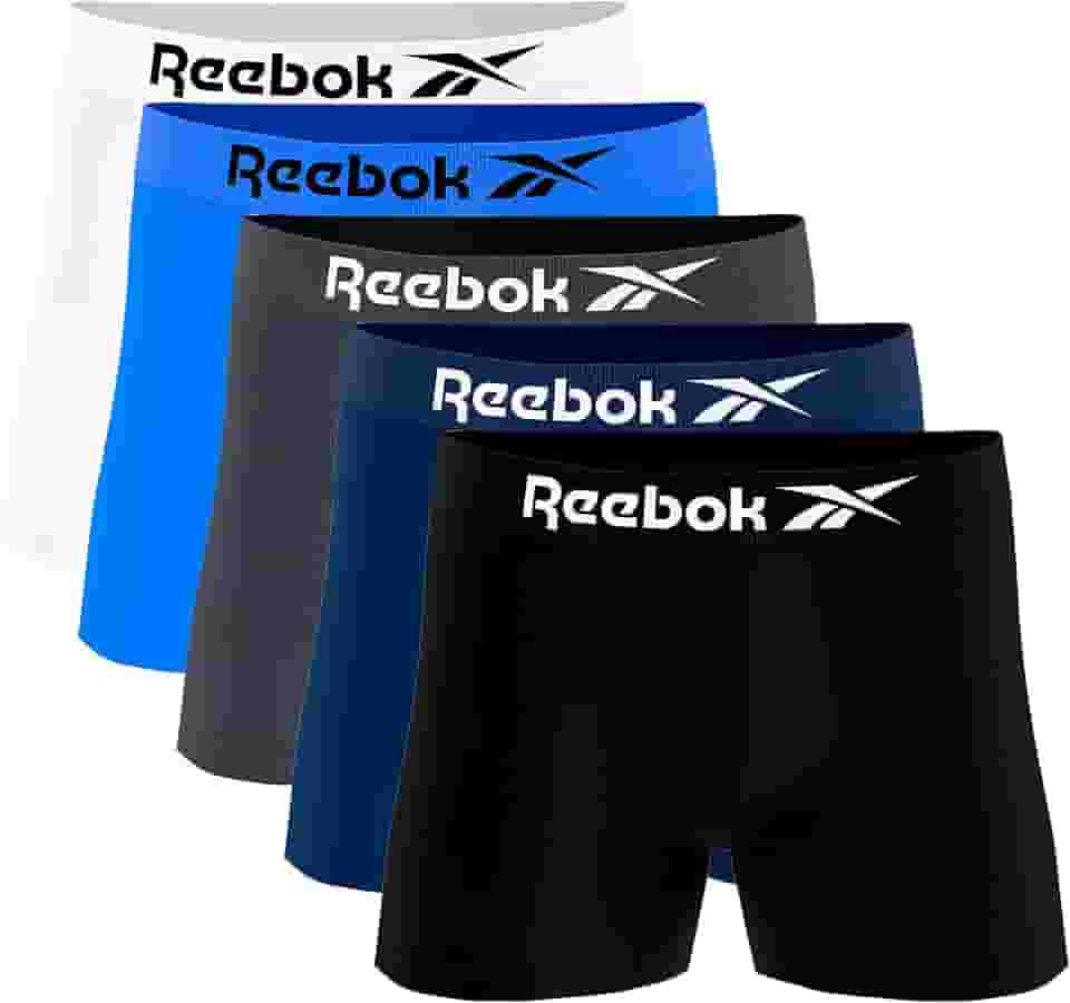 Kit 5 Cuecas Boxer Reebok Microfibra Sem Costura Conforto Elasticidade