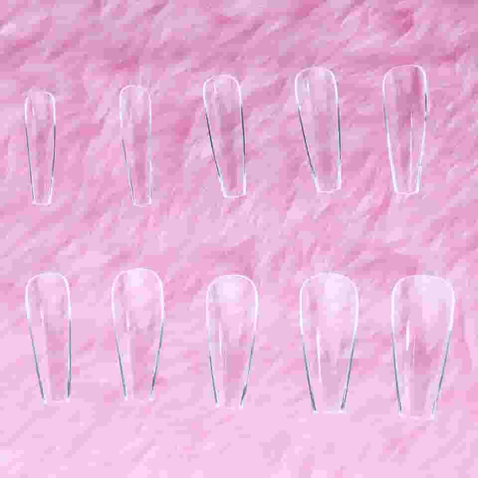 Tips Unhas Postiças Curvatura C Realista Bailarina (Transparente, 500pç Bailarina Longa)