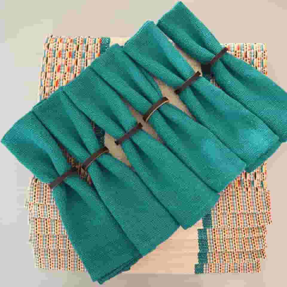 Kit Jogo Americano Diversas Cores Tear Mineiro De Luxo 6 Lugares 100% Algodão (JADE)