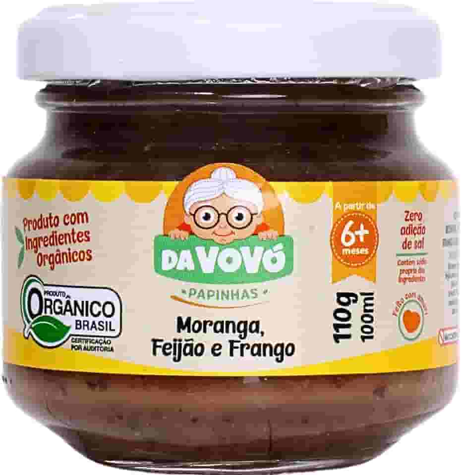 Da Vovó, Papinha Infantil, Linha +6, Orgânica, Sabor Moranga, Feijão e Frango, 100ml