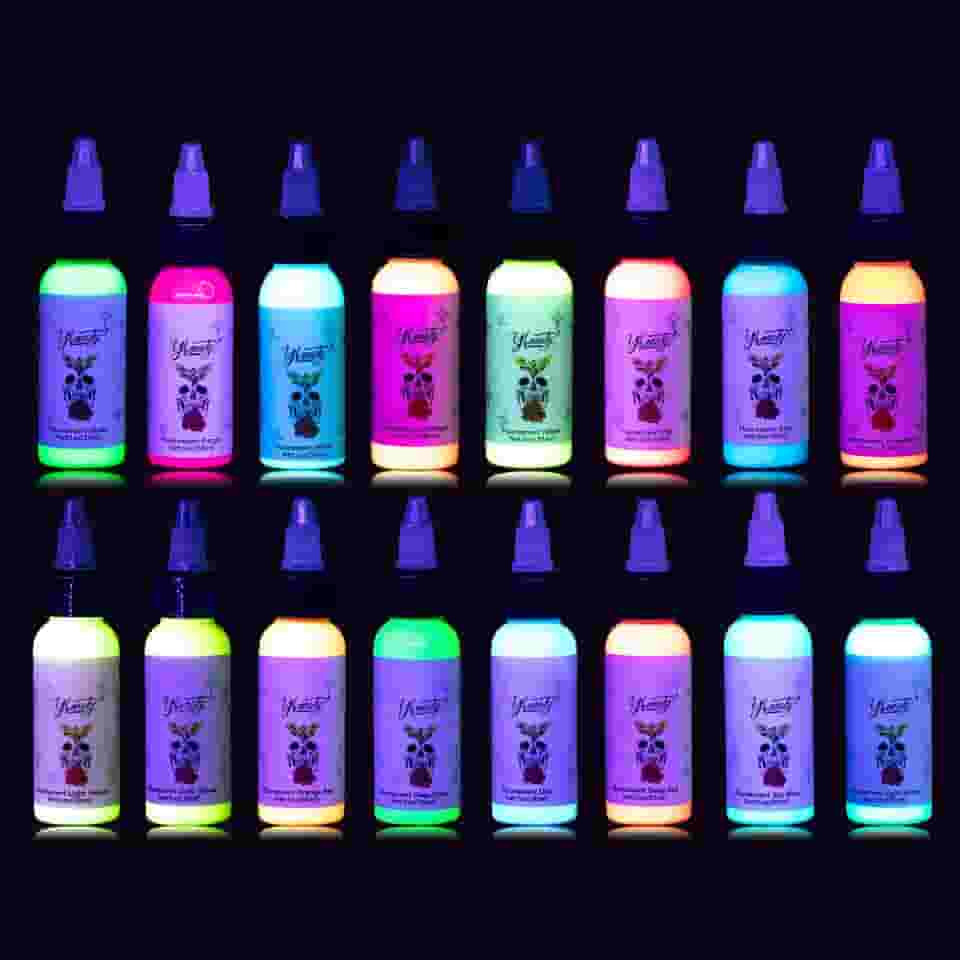 Conjunto De Tinta Para Tatuagem - Kit Uv Com Brilho Em Luz Negra, 16 Cores, 1 Oz (28 Ml), Fluorescente Profissional E Equipamento Suprimentos Halloween (30 Cores)