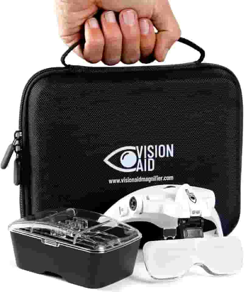 Vision Aid Lupas Com Luz Led, 5 Lentes, Faixa De Cabeça, Estojo Armazenamento, Lupa Suporte Cabeça Iluminada As Mãos Livres Para Artesanato, Degeneração Macular, Ponto Cruz, Pintura Diamante, Trabal