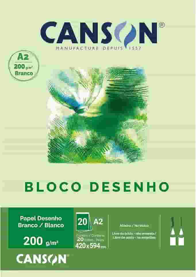 CANSON Tecnica, Papel para Desenho em Bloco, Gramatura 200 g/m², Tamanho A2, Cor Branco
