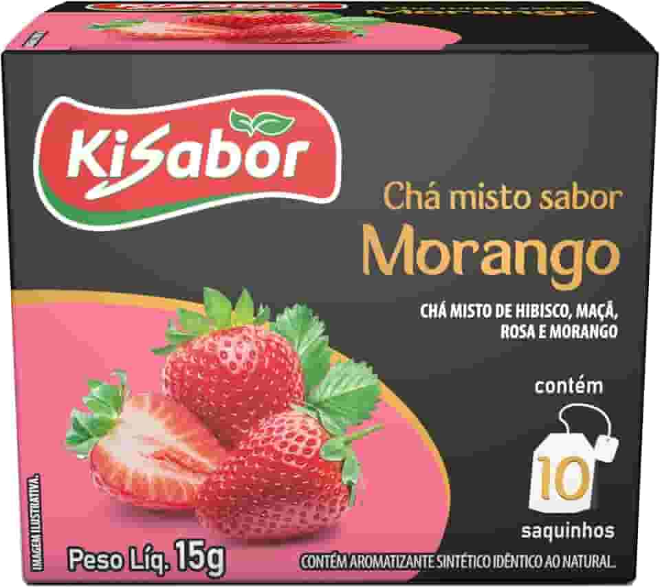 Kisabor, Chá de Morango Flores & Frutas, Para infusão, 15 Gramas com 10 Saquinhos