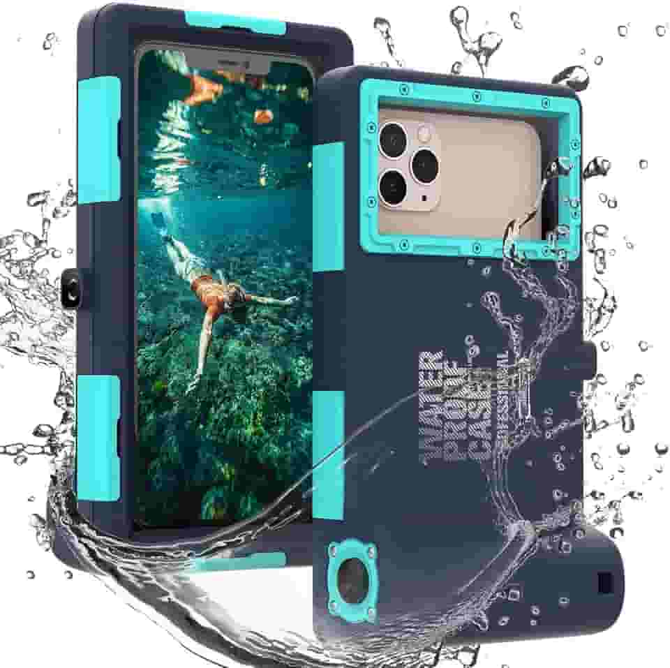 Capa de telefone de mergulho à prova d'água, capa à prova d'água para iPhone 17/16/15/14/13 Pro Max Plus, profissional [50 pés/15m] Capa de vídeo com foto de surfe subaquático para iPhone Samsung