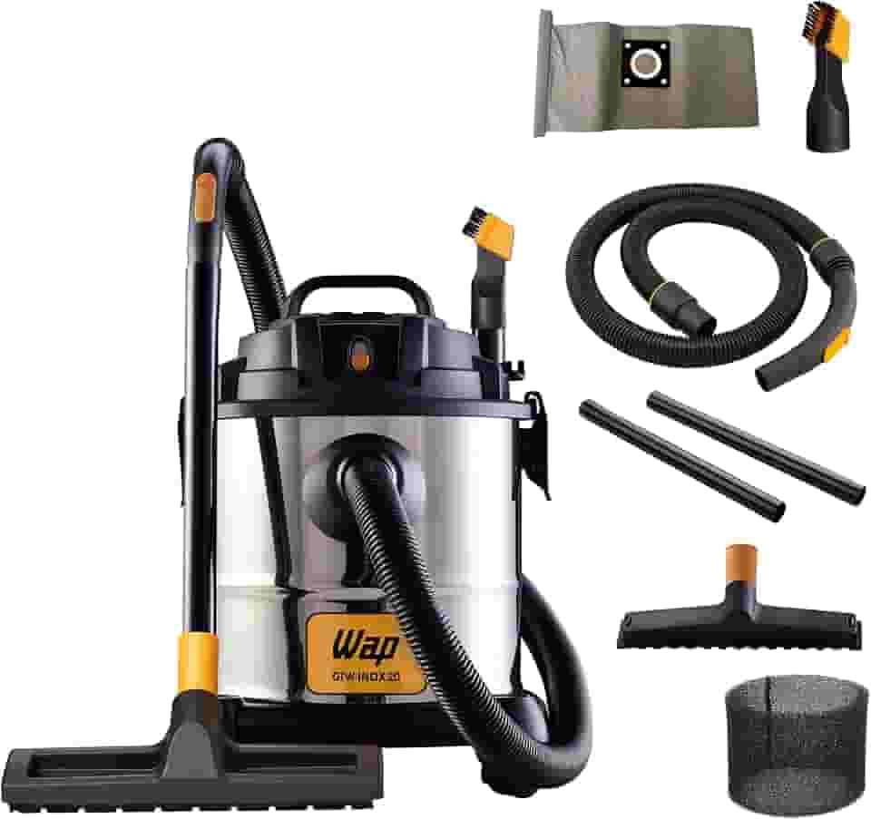 WAP Aspirador de Pó e Água Barril GTW INOX 20, Compacto, 20 Litros, com Filtro Lavável, 160mbar 1600W 127V