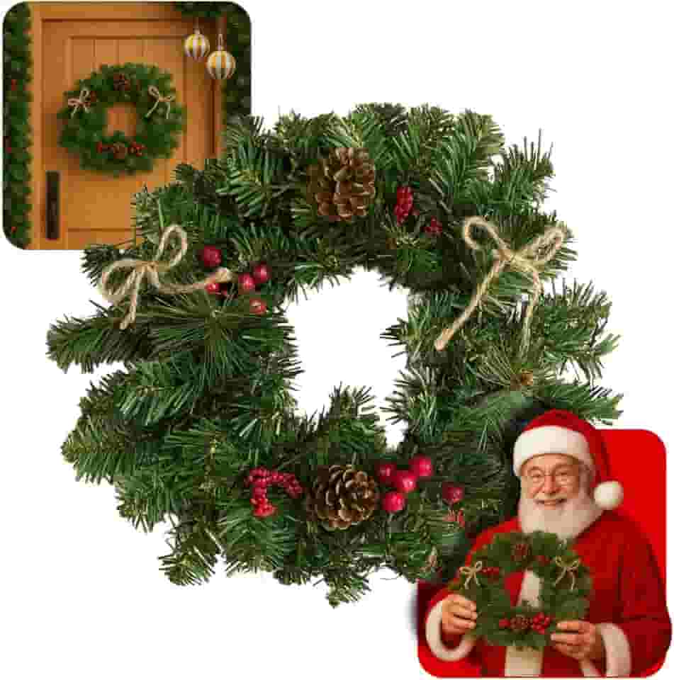 Guirlanda Natalina - Enfeite de Natal - Decoração Natalina Pinha - Guirlanda para Porta - ECOMLAR®