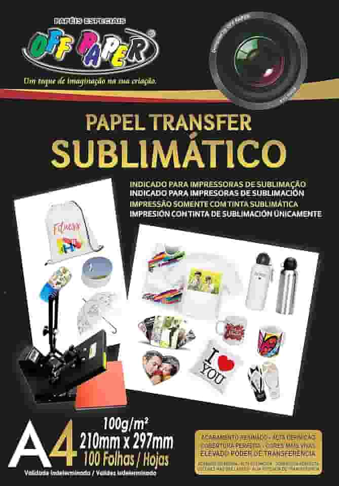 Papel Transfer Sublimático A4 100G, OFF PAPER, Pacote com 100 folhas