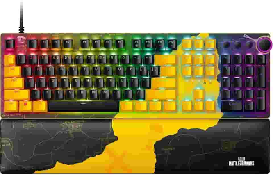 Razer Teclado óptico para jogos Huntsman V2: Interruptores ópticos lineares mais rápidos com teclas rápidas e taxa de pesquisa de 8000 Hz - Teclas PBT Doubleshot - Teclas e mostrador de mídia