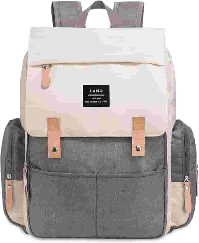 THE LAND Bolsa Mochila Maternidade, Original, Modelo Luxury, Marca d’água LANDUO, Até 7kg, 16 Bolsos Funcionais, Trocador, Ganchinhos, Impermeável, Térmica, Oxford 600D.